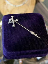 Load image into Gallery viewer, Vintage Unsigned ORB Sterling Silver Skull & Crossbones Stick Pin Deadstock