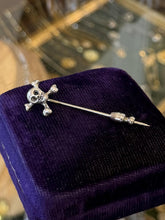 Load image into Gallery viewer, Vintage Unsigned ORB Sterling Silver Skull & Crossbones Stick Pin Deadstock