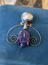 Load image into Gallery viewer, Vintage Mexico Midcentury Sterling Silver Faceted Cut Amethyst Abstract Pendant