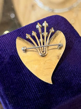 Load image into Gallery viewer, Vintage 1950s Signed KREMENTZ 14k Gold Overlay Art Deco Rhinestone Brooch or Pendant