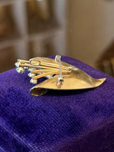 Load image into Gallery viewer, Vintage 1950s Signed KREMENTZ 14k Gold Overlay Art Deco Rhinestone Brooch or Pendant