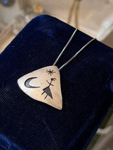 Load image into Gallery viewer, Vintage Sterling Silver Southwestern Pictograph Girl Moon & Star Pendant Necklace