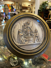 Load image into Gallery viewer, Our Lady Pompeii Antique 1920s-30s Religious Wall Medallion & Easel Brass