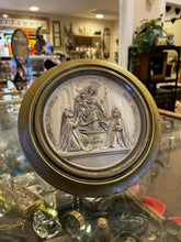 Load image into Gallery viewer, Our Lady Pompeii Antique 1920s-30s Religious Wall Medallion & Easel Brass