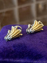 Load image into Gallery viewer, Vintage Lagos CAVIAR 18K Yellow Gold & Sterling Silver Lily Leverback Earrings