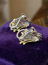 Load image into Gallery viewer, Vintage Lagos CAVIAR 18K Yellow Gold & Sterling Silver Lily Leverback Earrings