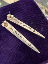 Load image into Gallery viewer, Vintage 1990s Signed Metal Pointu's Paris French Silver Plated Spike Drop Earrings