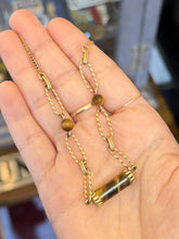 Load image into Gallery viewer, Vintage 1950s Signed DCE 14K Gold Filled Tiger's Eye Cylindrical Necklace 16"
