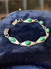Load image into Gallery viewer, Vintage Israel Sterling Silver Eliat Cabochon Modernist Panel Link Bracelet 6.75