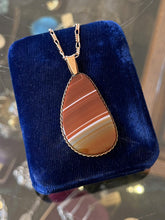 Load image into Gallery viewer, Vintage Rare Signed REBAJES Copper & Banded Agate Pendant Necklace Figaro 18"