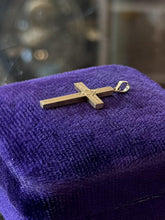 Load image into Gallery viewer, Vintage Solid 14K Yellow Gold Etched Cross Pendant Religious