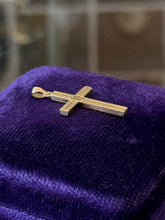 Load image into Gallery viewer, Vintage Solid 14K Yellow Gold Etched Cross Pendant Religious