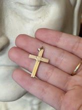 Load image into Gallery viewer, Vintage Solid 14K Yellow Gold Etched Cross Pendant Religious