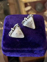 Load image into Gallery viewer, Vintage Artisan Sterling Silver Triangular Pierced Statement Earrings