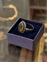 Load image into Gallery viewer, Antique McGrath & Hamin Sterling Silver Art Deco Amber Glass Halo Paste Ring