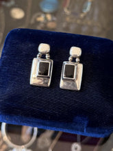 Load image into Gallery viewer, Vintage Mexico Sterling Silver Black Onyx Geometric Brutalist Drop Earrings