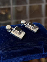 Load image into Gallery viewer, Vintage Mexico Sterling Silver Black Onyx Geometric Brutalist Drop Earrings