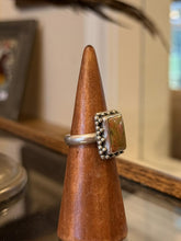 Load image into Gallery viewer, Sterling Silver Beaded Border Unakite Gemstone Rectangular Ring US 8.5