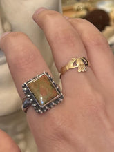 Load image into Gallery viewer, Sterling Silver Beaded Border Unakite Gemstone Rectangular Ring US 8.5