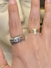 Load image into Gallery viewer, Vintage Sterling Silver Oval Faceted Cubic Zirconia Bezel Set Ring US 9.25