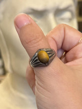 Load image into Gallery viewer, Vintage Southwestern Art Deco Revival Sterling Silver Tiger's Eye Ring US 10.25