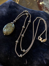 Load image into Gallery viewer, Vintage Sterling Silver Labradorite Pendant Necklace 23.75" Station Chain