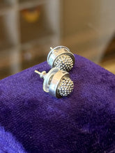 Load image into Gallery viewer, Vintage CAVIAR Round Sterling Silver Stud Earrings 14K Yellow Gold Posts