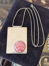 Load image into Gallery viewer, Vintage Modernist Sterling Silver Rhodochrosite Statement Pendant Necklace 22"