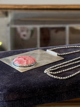 Load image into Gallery viewer, Vintage Modernist Sterling Silver Rhodochrosite Statement Pendant Necklace 22"