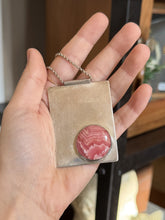 Load image into Gallery viewer, Vintage Modernist Sterling Silver Rhodochrosite Statement Pendant Necklace 22"