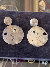 Load image into Gallery viewer, VTG TG-134 Taxco Mexico Sterling Silver Black Onyx Abstract Statement Earrings