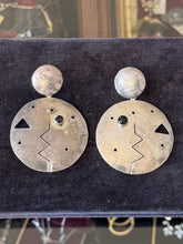 Load image into Gallery viewer, VTG TG-134 Taxco Mexico Sterling Silver Black Onyx Abstract Statement Earrings