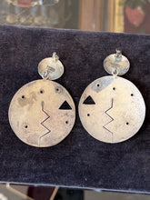 Load image into Gallery viewer, VTG TG-134 Taxco Mexico Sterling Silver Black Onyx Abstract Statement Earrings