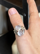 Load image into Gallery viewer, Vintage Sterling Silver Moonstone Cabochon Feather Leaf Motif Ring US 8.25