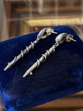 Load image into Gallery viewer, Vintage Artisan Sterling Silver Sculptural Twisted Abstract Dangle Earrings