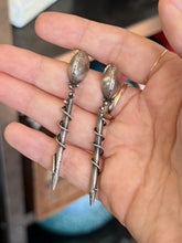 Load image into Gallery viewer, Vintage Artisan Sterling Silver Sculptural Twisted Abstract Dangle Earrings