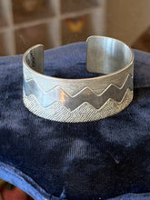 Load image into Gallery viewer, Artisan Signed JJC Jared Chavez Sterling Silver Textured Zig Zag Cuff Bracelet