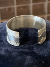 Load image into Gallery viewer, Artisan Signed JJC Jared Chavez Sterling Silver Textured Zig Zag Cuff Bracelet
