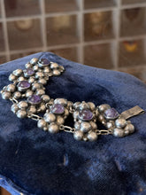 Load image into Gallery viewer, Vintage Early Mexican Sterling Silver Amethyst Bracelet 7" Fred Davis Style