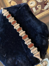 Load image into Gallery viewer, Vintage Sterling Silver Genuine Carnelian Panel Link Bracelet Hook Clasp 7.5"