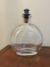 Load image into Gallery viewer, Antique Glass Holy Water Bottle Embossed Cross & Lettering Metal Shaker Top 4.4"