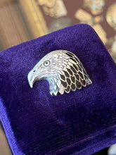 Load image into Gallery viewer, Vintage Little Silver Fox Sterling Silver Black Enamel Eagle Head Bolo Pendant