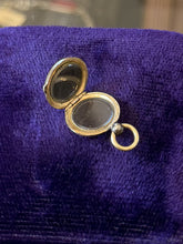 Load image into Gallery viewer, Antique Victorian Era Gold Filled & Black Enamel Floral Petite Locket Pendant