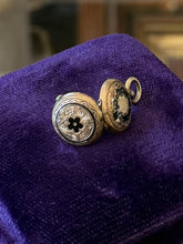 Load image into Gallery viewer, Antique Victorian Era Gold Filled & Black Enamel Floral Petite Locket Pendant