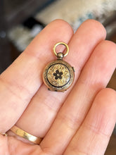 Load image into Gallery viewer, Antique Victorian Era Gold Filled & Black Enamel Floral Petite Locket Pendant