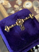 Load image into Gallery viewer, Antique Victorian 14k Yellow Gold Seed Pearl Ornate Filigree Bar Pin Repinned