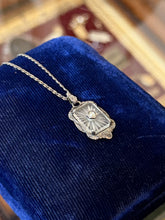Load image into Gallery viewer, 1920s Art Deco Sterling Silver Camphor Glass Rhinestone Paste Pendant Necklace