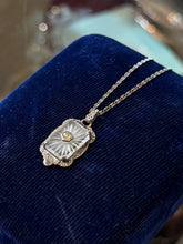 Load image into Gallery viewer, 1920s Art Deco Sterling Silver Camphor Glass Rhinestone Paste Pendant Necklace