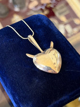 Load image into Gallery viewer, Italian Gold over Sterling Silver Puffy Heart with Horns Pendant Necklace 24.25"