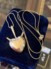 Load image into Gallery viewer, Italian Gold over Sterling Silver Puffy Heart with Horns Pendant Necklace 24.25"